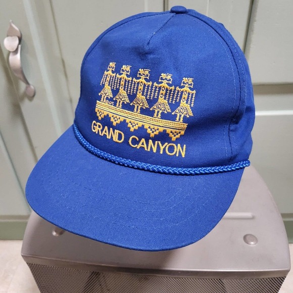 VTG Grand Canyon Blue American Indian Tribal Blue Rope Snapback Hat Cap OSFA - Picture 1 of 12
